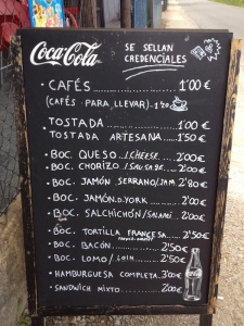 menu in Galicia